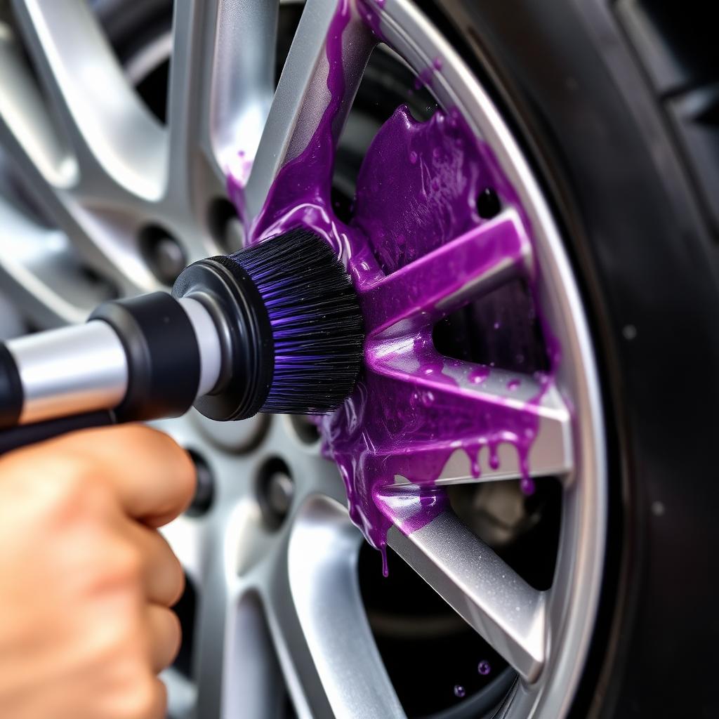 Descontaminación de llanta de coche con producto específico en Sevilla